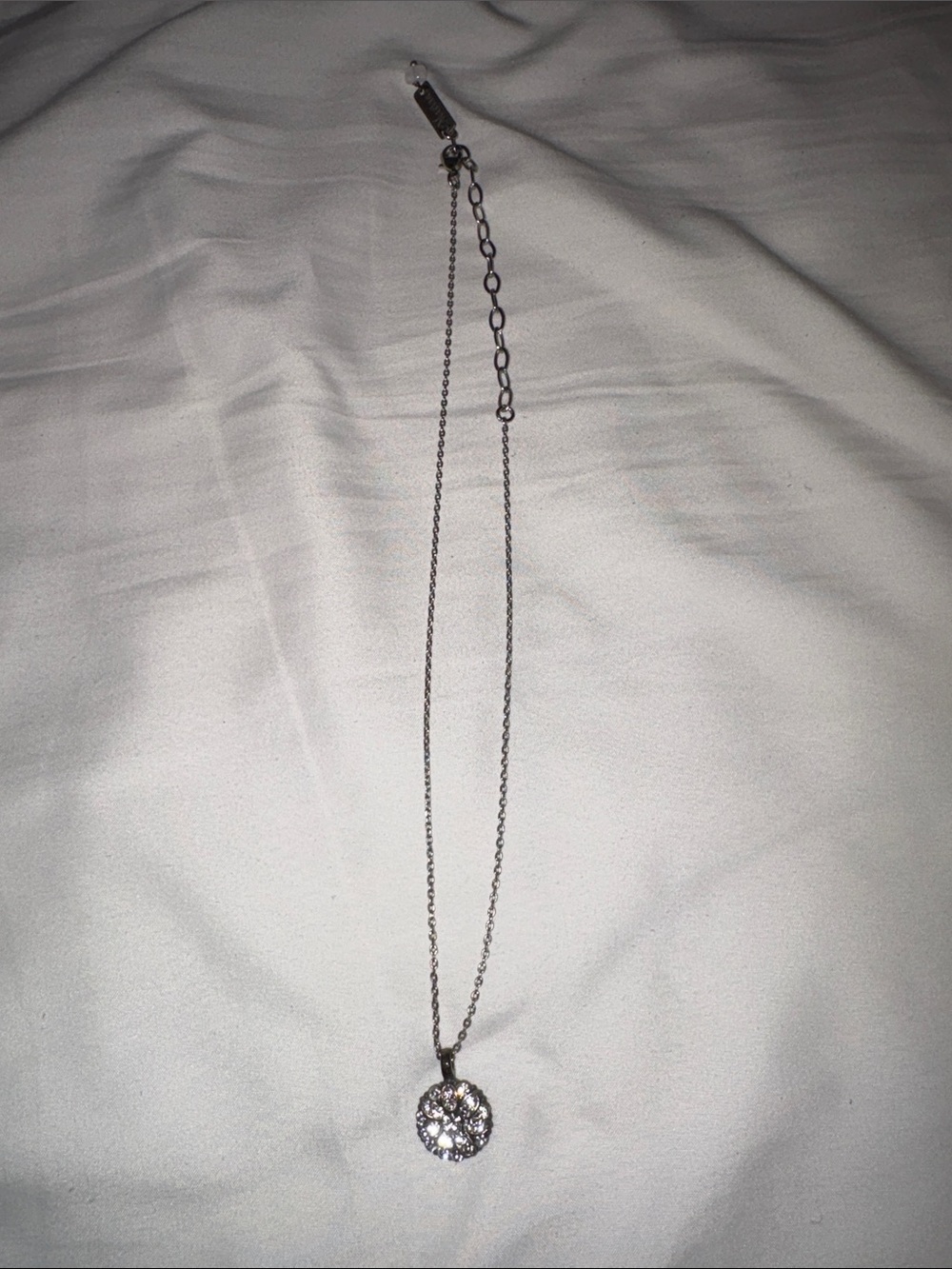 Mariana Silver Crystal Pendant Necklace - Sparkling Round Drop
